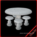 White Marble Outdoor Bench and Table Sculpture YL-S099